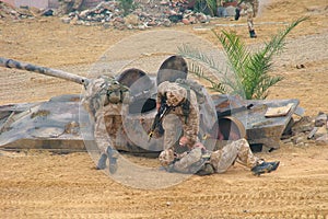 Soldiers on a wartime exercise