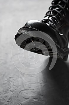 Sole black leather boot