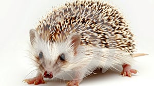 Sole hedgehog standing alone in isolation on a plain white background for enhanced search visibility