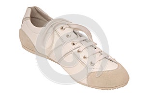 Sole leather running shoe