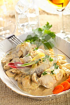 Sole with mushrooms dressing