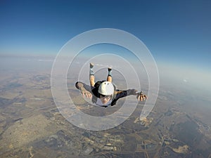 Sole skydiver in free fall