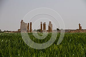 Soleb Temple Sudan from across a field