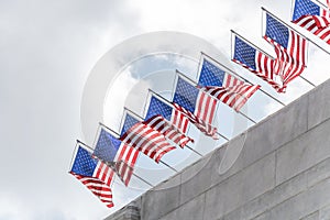 Solemn flags of the USA