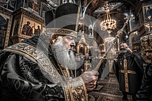 Solemn Orthodox Patriarch Presides Over Easter Vigil in Ornate Cathedral