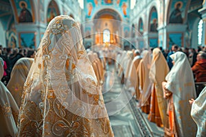 Solemn procession: the faithful walk along the renovated chapels and icons in the church.