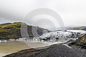 Solheimajokull is a glacial outwash about five kilometres long and just over a kilometre wide in the very south of Iceland