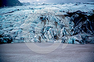 Solheimajokull glacier with blue ice