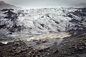 Solheimajokull glacier, near Vik in Iceland, is part of the larger Myrdalsjokull glacier