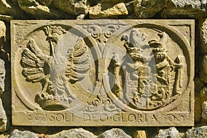 Soli Deo Gloria inscription in Dubnica nad Vahom town