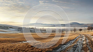 Soli, Italy Winter Landscapes: Misty Fields And Golden Light