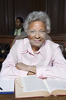 Solicitor Working In Courtroom