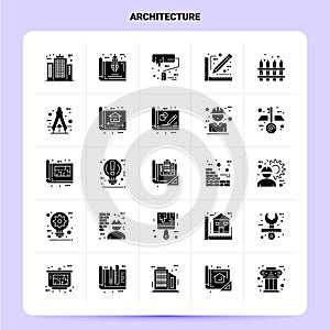 Solid 25 Architecture Icon set. Vector Glyph Style Design Black Icons Set. Web and Mobile Business ideas design Vector