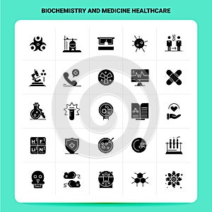 Solid 25 Biochemistry And Medicine Healthcare Icon set. Vector Glyph Style Design Black Icons Set. Web and Mobile Business ideas