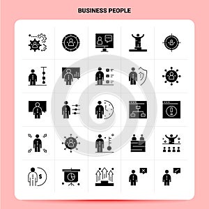 Solid 25 Business People Icon set. Vector Glyph Style Design Black Icons Set. Web and Mobile Business ideas design Vector