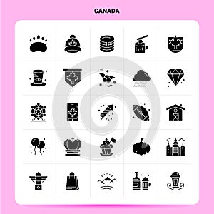 Solid 25 Canada Icon set. Vector Glyph Style Design Black Icons Set. Web and Mobile Business ideas design Vector Illustration