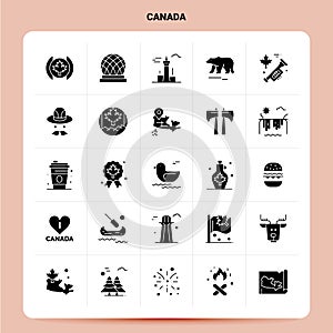Solid 25 Canada Icon set. Vector Glyph Style Design Black Icons Set. Web and Mobile Business ideas design Vector Illustration