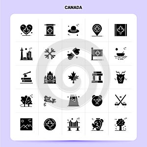 Solid 25 Canada Icon set. Vector Glyph Style Design Black Icons Set. Web and Mobile Business ideas design Vector Illustration