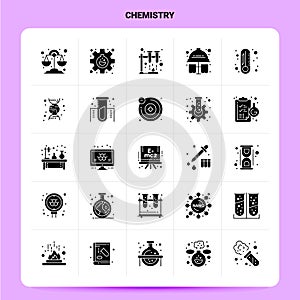 Solid 25 Chemistry Icon set. Vector Glyph Style Design Black Icons Set. Web and Mobile Business ideas design Vector Illustration