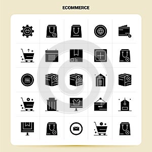 Solid 25 ECommerce Icon set. Vector Glyph Style Design Black Icons Set. Web and Mobile Business ideas design Vector Illustration