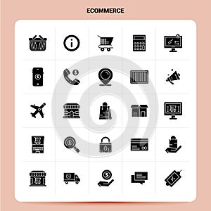 Solid 25 Ecommerce Icon set. Vector Glyph Style Design Black Icons Set. Web and Mobile Business ideas design Vector Illustration