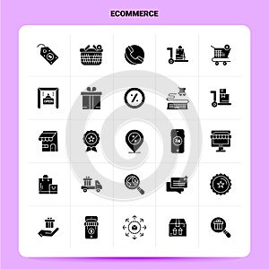 Solid 25 Ecommerce Icon set. Vector Glyph Style Design Black Icons Set. Web and Mobile Business ideas design Vector Illustration