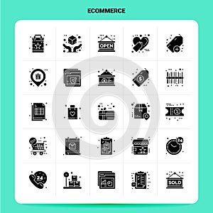 Solid 25 Ecommerce Icon set. Vector Glyph Style Design Black Icons Set. Web and Mobile Business ideas design Vector Illustration