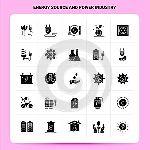 Solid 25 Energy Source And Power Industry Icon set. Vector Glyph Style Design Black Icons Set. Web and Mobile Business ideas