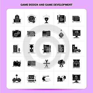 Solid 25 Game Design And Game Development Icon set. Vector Glyph Style Design Black Icons Set. Web and Mobile Business ideas