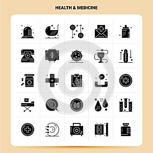 Solid 25 Health & Medicine Icon set. Vector Glyph Style Design Black Icons Set. Web and Mobile Business ideas design Vector