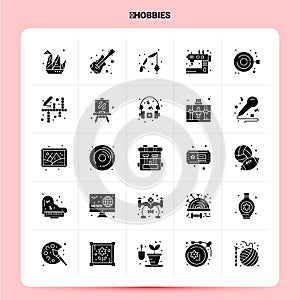 Solid 25 Hobbies Icon set. Vector Glyph Style Design Black Icons Set. Web and Mobile Business ideas design Vector Illustration