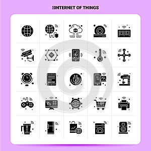 Solid 25 Internet Of Things Icon set. Vector Glyph Style Design Black Icons Set. Web and Mobile Business ideas design Vector
