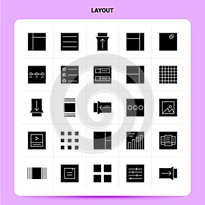Solid 25 Layout Icon set. Vector Glyph Style Design Black Icons Set. Web and Mobile Business ideas design Vector Illustration