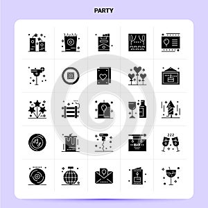 Solid 25 Party Icon set. Vector Glyph Style Design Black Icons Set. Web and Mobile Business ideas design Vector Illustration