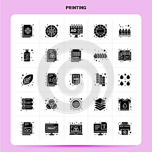 Solid 25 Printing Icon set. Vector Glyph Style Design Black Icons Set. Web and Mobile Business ideas design Vector Illustration