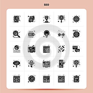 Solid 25 Seo Icon set. Vector Glyph Style Design Black Icons Set. Web and Mobile Business ideas design Vector Illustration