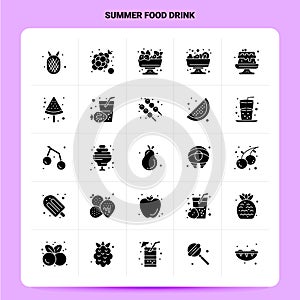 Solid 25 Summer Food Drink Icon set. Vector Glyph Style Design Black Icons Set. Web and Mobile Business ideas design Vector