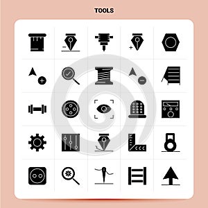 Solid 25 Tools Icon set. Vector Glyph Style Design Black Icons Set. Web and Mobile Business ideas design Vector Illustration