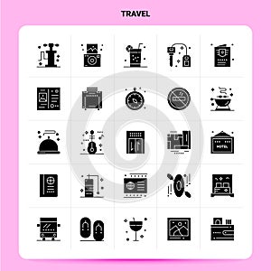 Solid 25 Travel Icon set. Vector Glyph Style Design Black Icons Set. Web and Mobile Business ideas design Vector Illustration