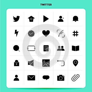 Solid 25 Twitter Icon set. Vector Glyph Style Design Black Icons Set. Web and Mobile Business ideas design Vector Illustration