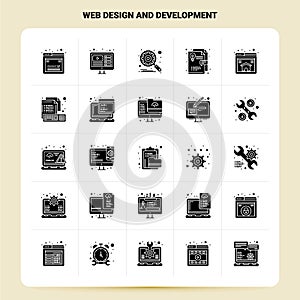 Solid 25 Web Design And Development Icon set. Vector Glyph Style Design Black Icons Set. Web and Mobile Business ideas design