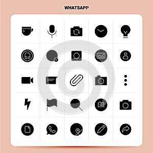 Solid 25 WhatsApp Icon set. Vector Glyph Style Design Black Icons Set. Web and Mobile Business ideas design Vector Illustration