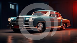 Solid Background Retro Car Vintage Elegance