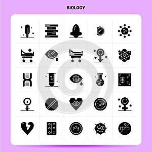 Solid 25 Biology Icon set. Vector Glyph Style Design Black Icons Set. Web and Mobile Business ideas design Vector Illustration