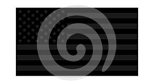 Solid black American flag on a white background