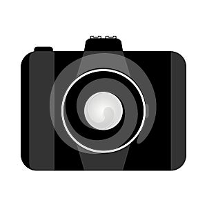 Solid Black SLR Camera With Flash Provision Icon photo