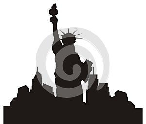 Solid black statue of liberty