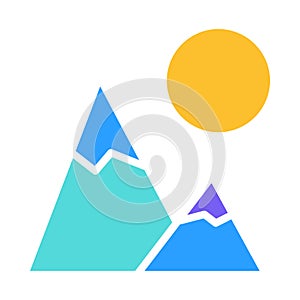 Solid Camping Mountains Simple Flat Icon