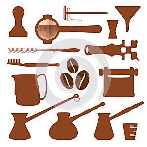 Solid colors coffee set instruments