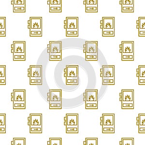 Solid fuel boiler line icon seamless pattern isolated on white background